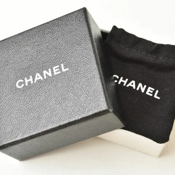 CHANEL Authentic Blue Pearl Logo Earrings